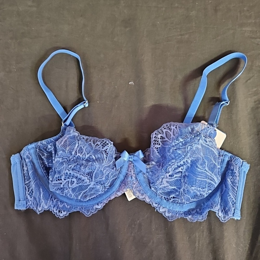 Danielle Grandelle Blue‎ Lace Bra Size 34B NWT